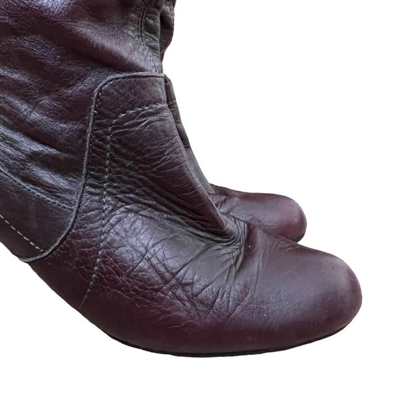 Vintage Aldo Womens Soft Leather Slouchy Heel Boots Burgundy - Picture 12 of 12
